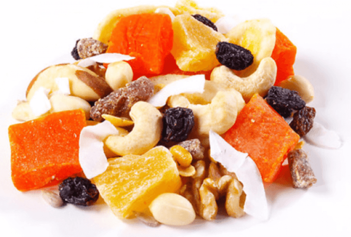 One of my favorite walmart trail mix is the tropical trail mix recipe. I love this camping food treat. Unfortunately, my new found love wasn't as healthy as I thought it was. Dried fruits are a very healthy camping food treat, but the dried fruit in walmart trail mix has a lot of added sugar. Making it one of the most unhealthiest trail mix recipes you can buy from stores like amazon or walmart. My favorite dried fruit that I like to add to my trail mix recipes are strawberries. Handful of flavor everytime. Try it next time you make a home made trail mix batch before you backcountry camping trip.