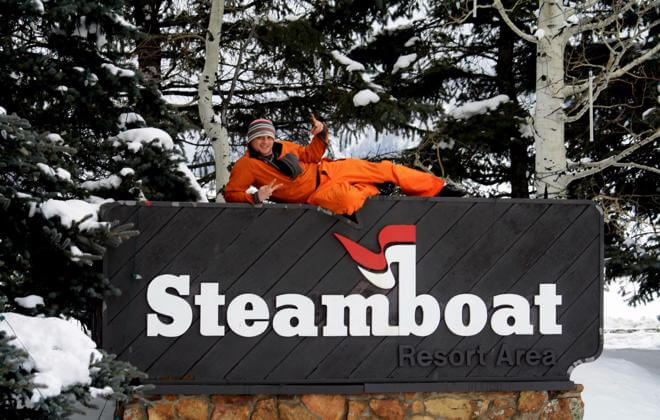 AOWANDERS caught lying down after a long day of skiing champagne powder in Steamboat Springs Colorado