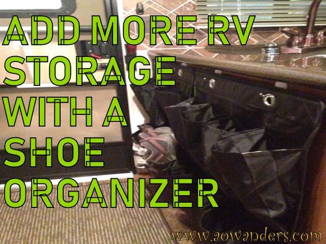 Organize your camper with a shoe organizer. This essential camper accessory gives you more storage space. Takes up no counter space, and uses no elecricity. Making it the perfect RV kitchen accessory.
