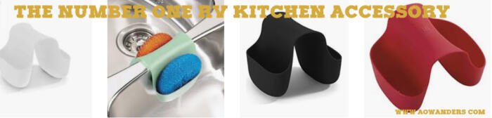 The perfect camper kitchen accessory is the rubber sink caddy for your RV kitchen