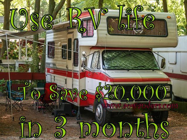 I used RV life to save $20,000 in 3 months by urban boondocking with my travel trailer and working a temp agency job.  Here are the steps I took to save $20,000 in 3 months.  