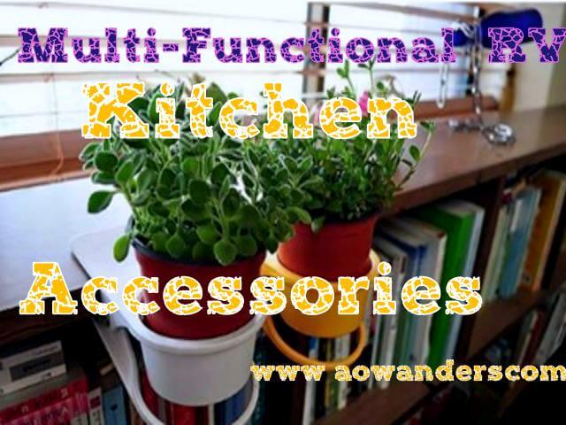 Cheap multi functional RV Kitchen Accessories are the absolute best. These clip on drink holders from my RV kitchen Accessory list can also act as plant holders around your kitchen.