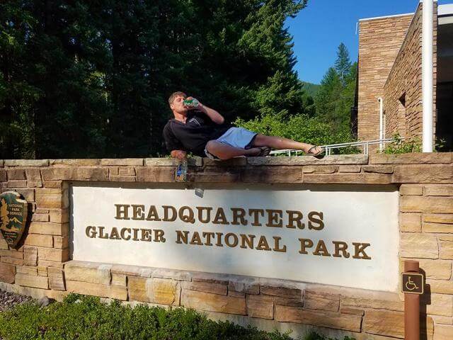 AOWANDERS sipping beers at Glacier National Park Headquarters. RV Life the easiest travel life you'll ever experience.
