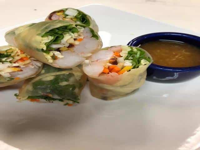 One of my favorite appetizers from Jasmine+Ginger are the fresh spring rolls and plum dipping sauce.