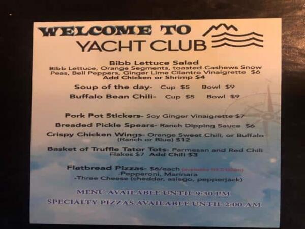 yacht club mccall menu