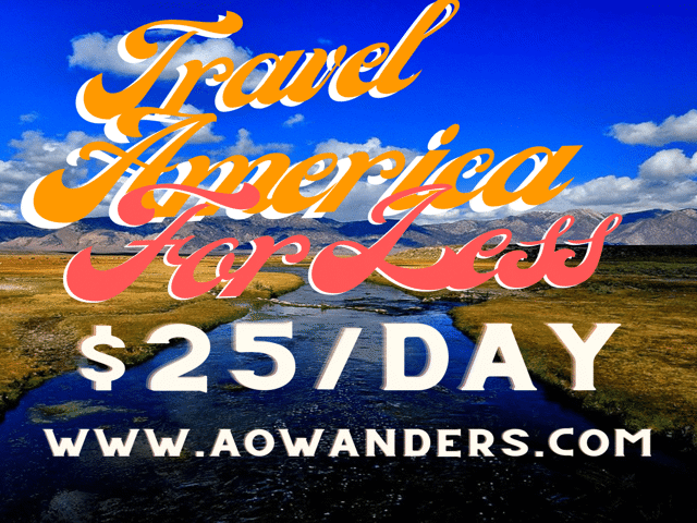 AOWANDERS teaches you how to travel America for less than $25 a day using this cheap RV hookups affordable longterm private RV lots for rent and free RV parking guide.  