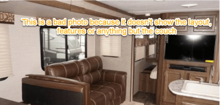 camper interior photo for online RV classified ad